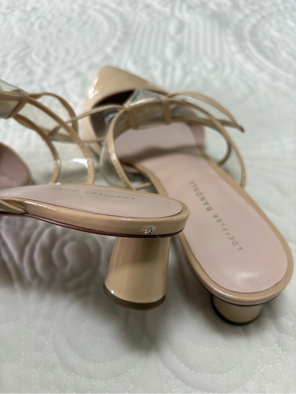 Loeffler Randall Maira Mule Bow Heel Beige Patent Leather Size 10 - Picture 8 of 9